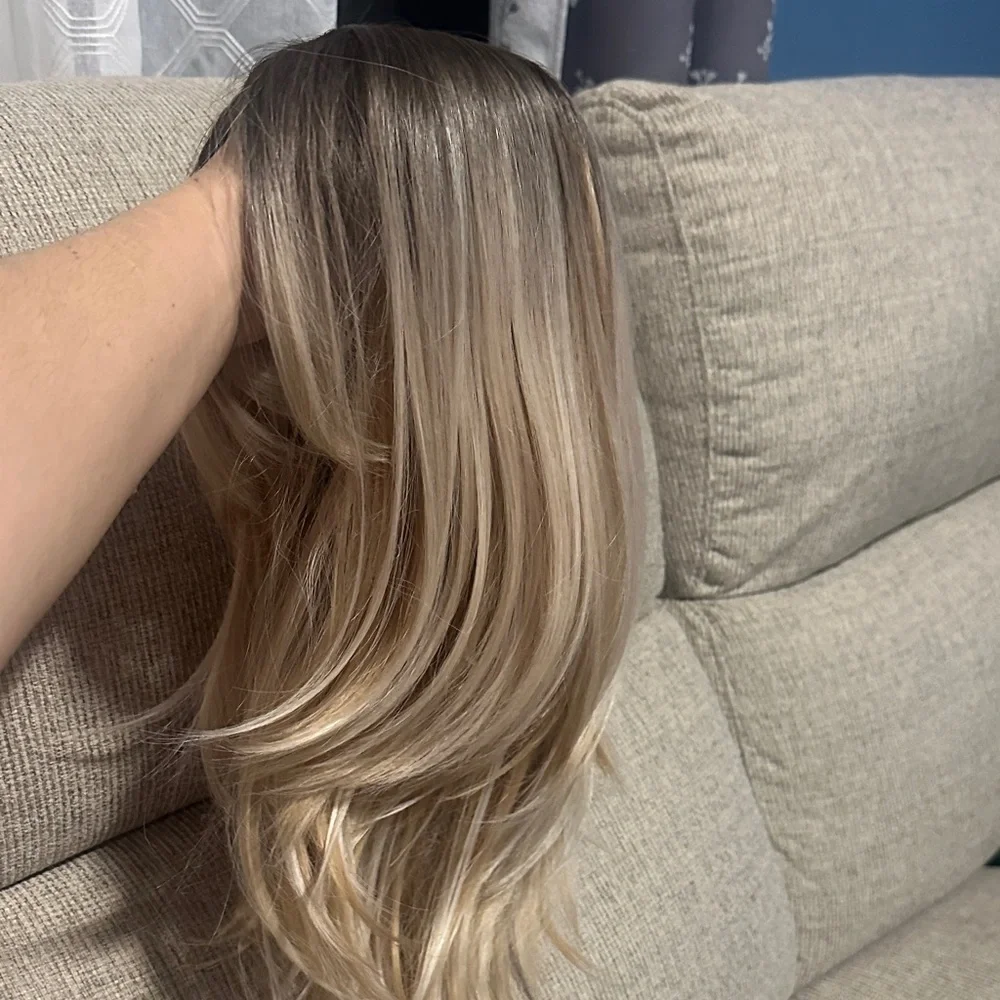 Blended Ash Brown to Blonde Ombre Women's Wig - Natural-Look Blonde